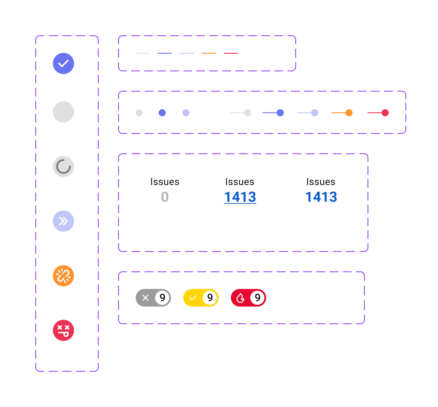 Reusable CoPilot connector, breakpoint, issue counter, severity and point states